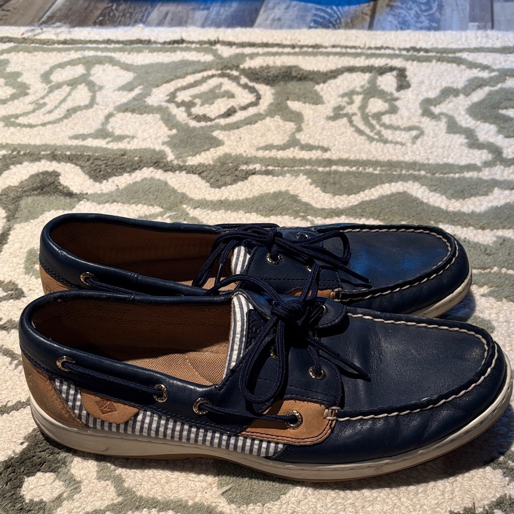 Navy and Tan Sperry Boat Shoes